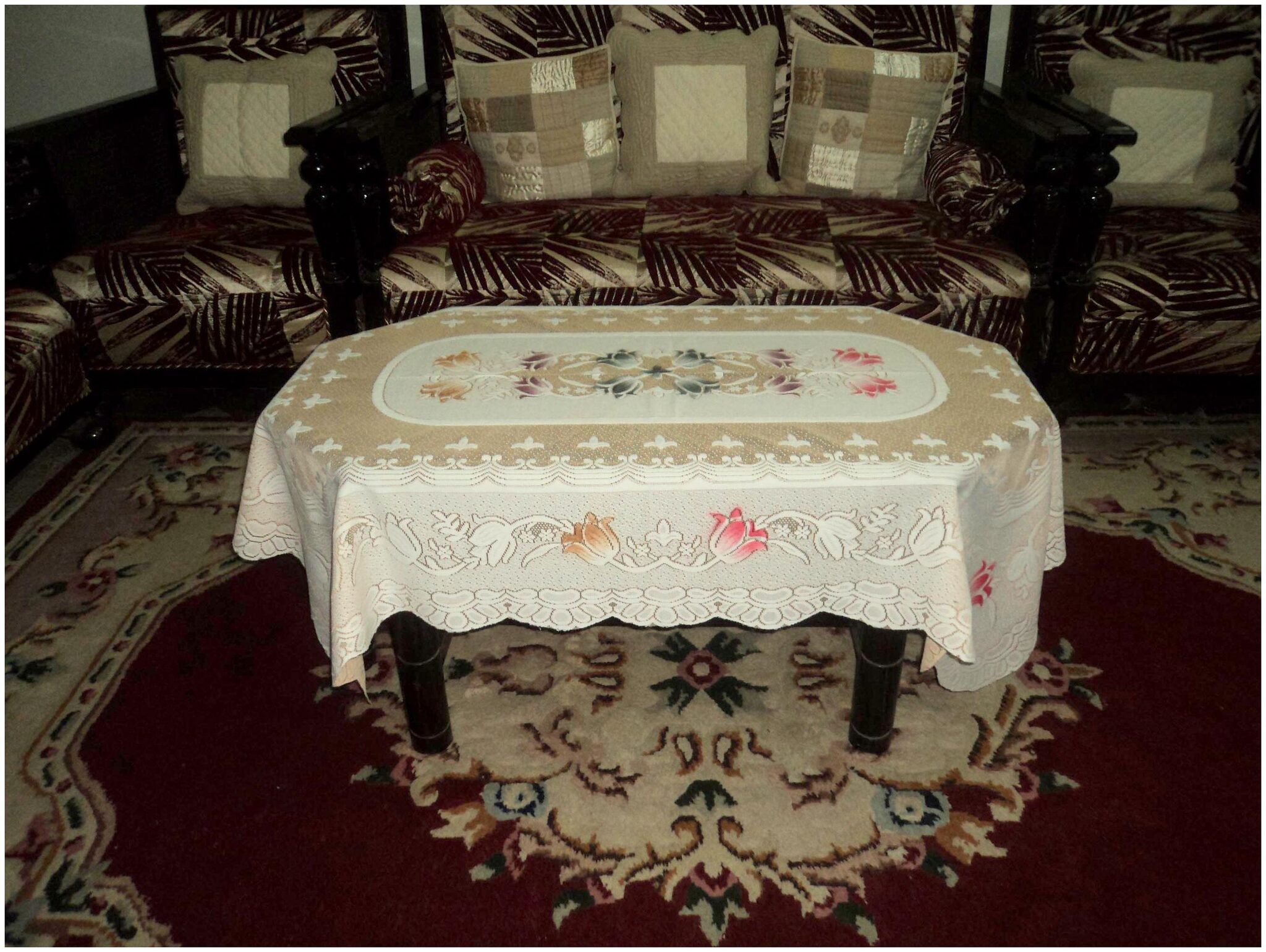 

A H Enterprises Centre Table Cover 4 Seater Polyester Net Cover For Living Room