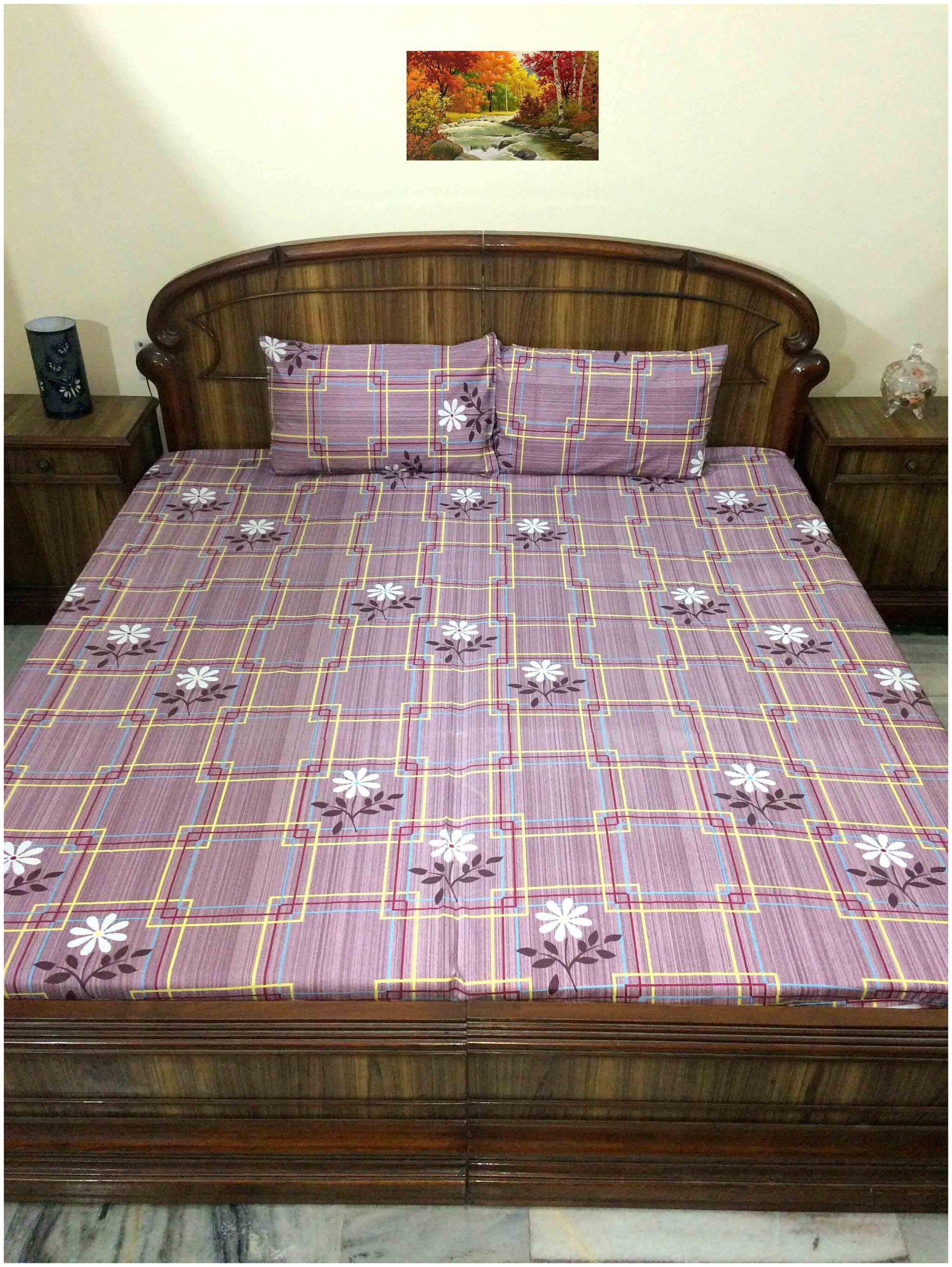 

A H ENTERPRISES Cotton Floral Queen Size Bedsheet 300 TC ( 1 Bedsheet With 2 Pillow Covers Multi )