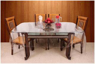 A & H Pvc 6 Seater Clear Transparent Dining Table Cover Tablecloth Waterproof Protector;6-8 Seater;Rectangle(Without Laced Edges)