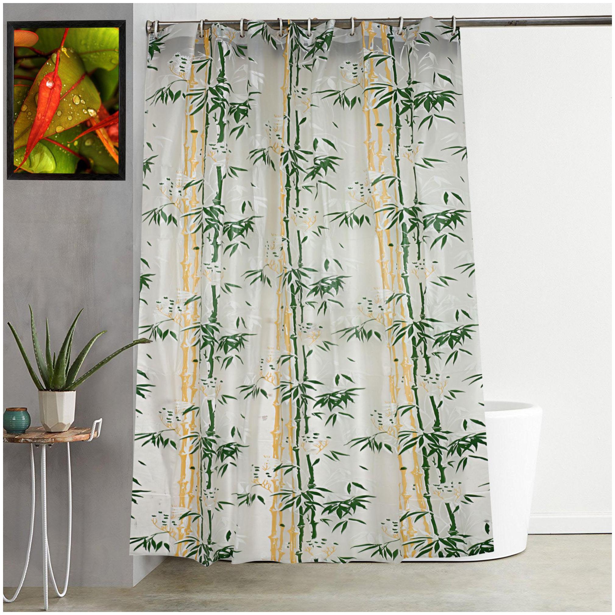 

A H ENTERPRISES PVC Door Blackout Green Shower Curtain ( Eyelet Closure Floral )