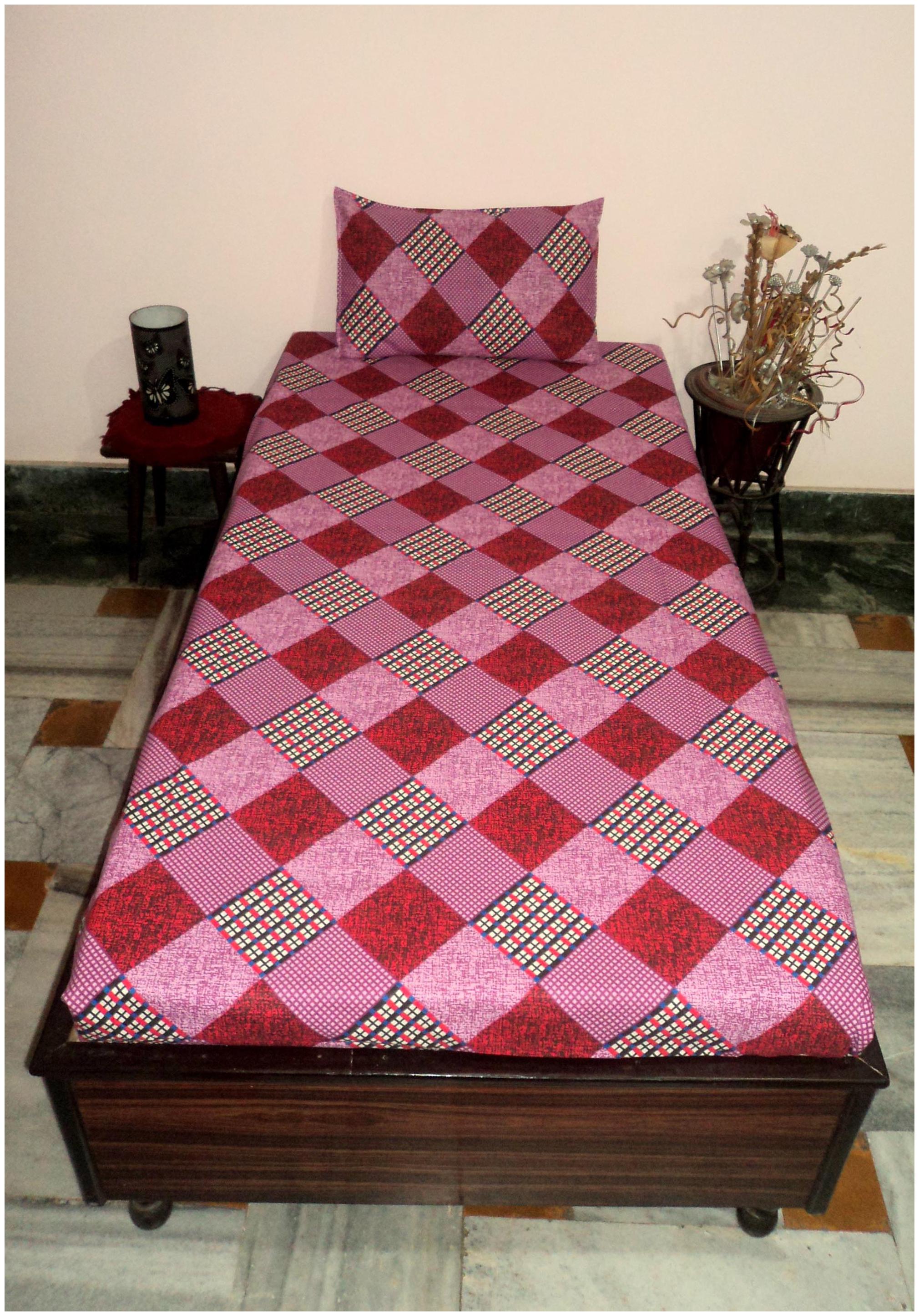 

A H ENTERPRISES Cotton Printed Single Size Bedsheet 140 TC ( 1 Bedsheet With 1 Pillow Covers Multi )