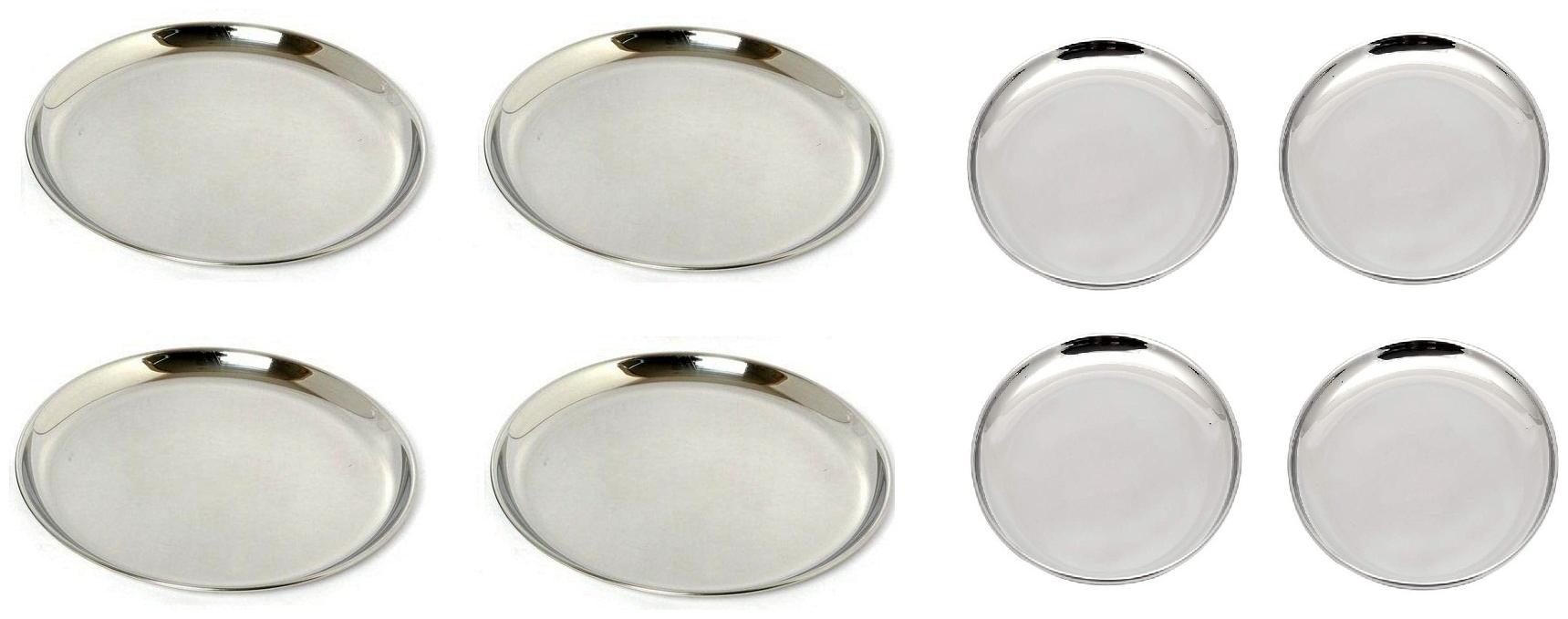 

A H Stainless Steel Heavy Guage With Mirror Finish Combo of Dinner Plates