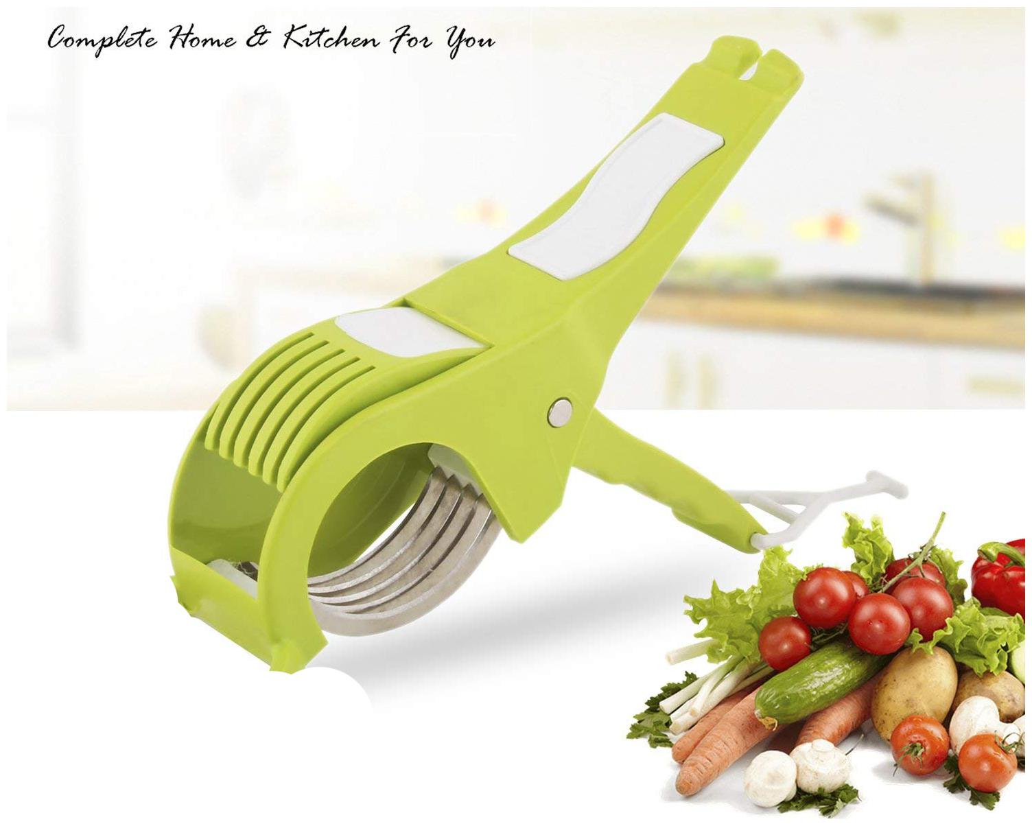 

A-Mart Premium Plastic 5 Blade Vegetable Fruits Cutter Scissor Style Chopper in Random Colors