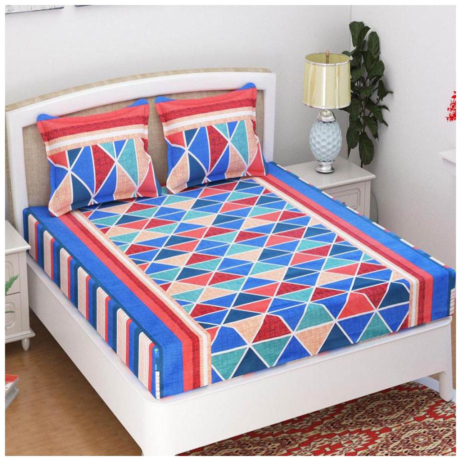 

Aazeem Cotton Checkered Double Size Bedsheet 104 TC ( 1 Bedsheet With 2 Pillow Covers Multi )