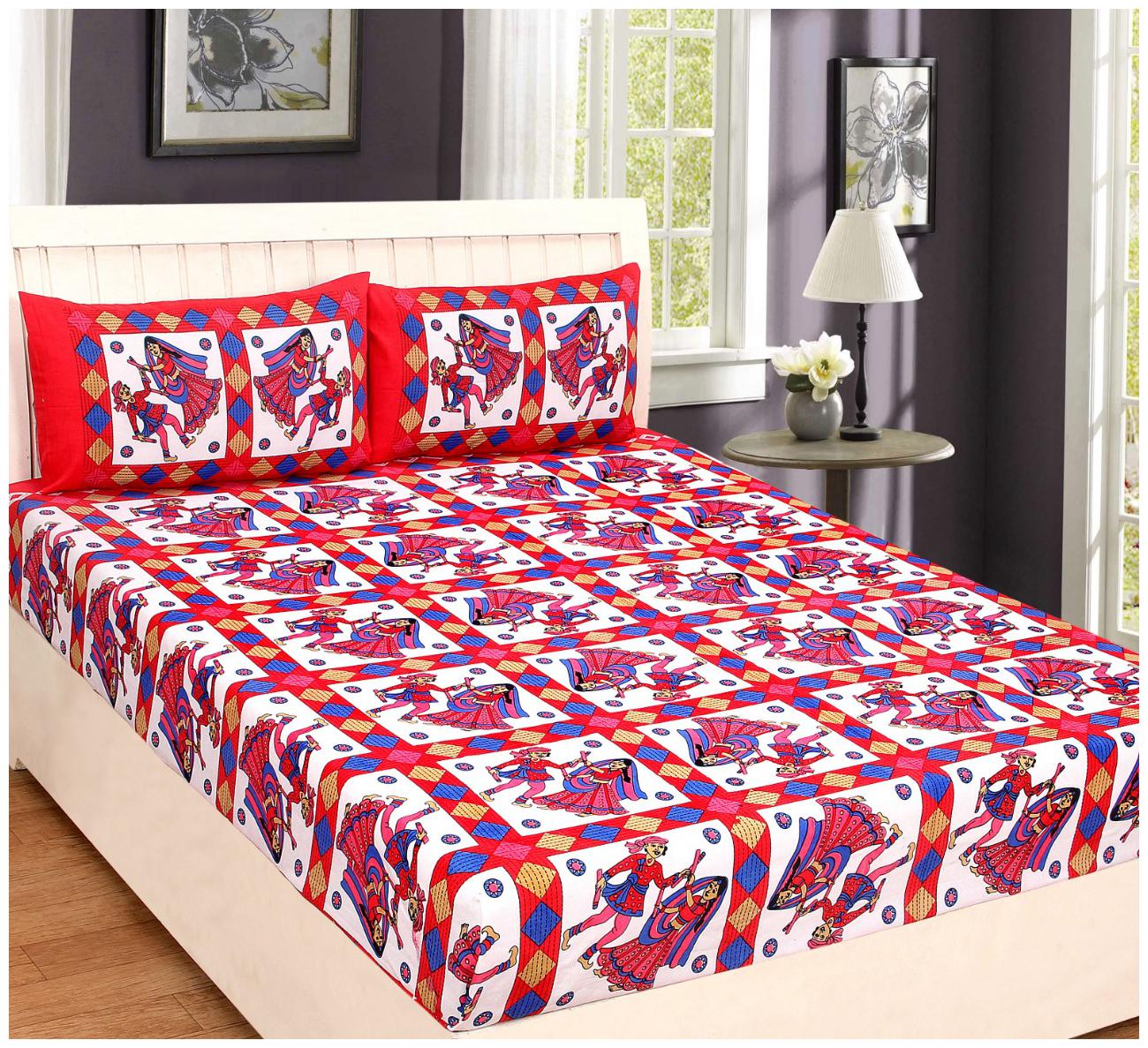 

Aazeem Cotton Printed Double Size Bedsheet 104 TC ( 1 Bedsheet With 2 Pillow Covers Multi )