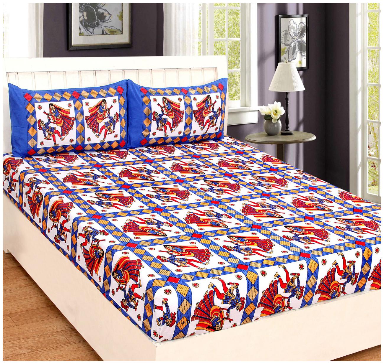 

Aazeem Cotton Printed Double Size Bedsheet 104 TC ( 1 Bedsheet With 2 Pillow Covers Multi )