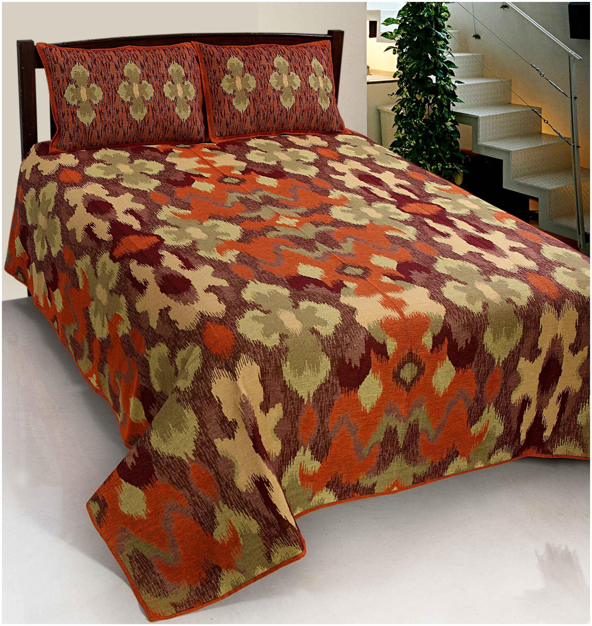 

Aazeem Cotton Abstract Double Size Bedsheet 110 TC ( 1 Bedsheet With 2 Pillow Covers Multi )