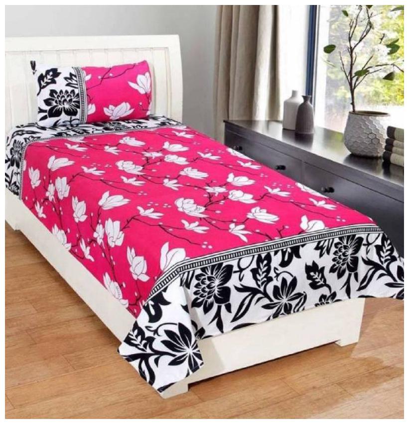

AAZEEM Cotton polyester Single bedsheet with 1 pillow