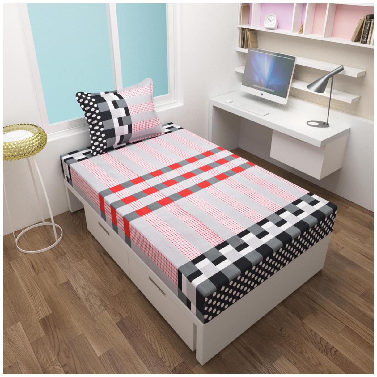 

Aazeem Cotton Striped Single Size Bedsheet 110 TC ( 1 Bedsheet With 1 Pillow Covers Multi )