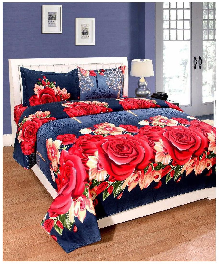 

AAZEEM Cotton Polyester Bedsheet with 2 Pillow