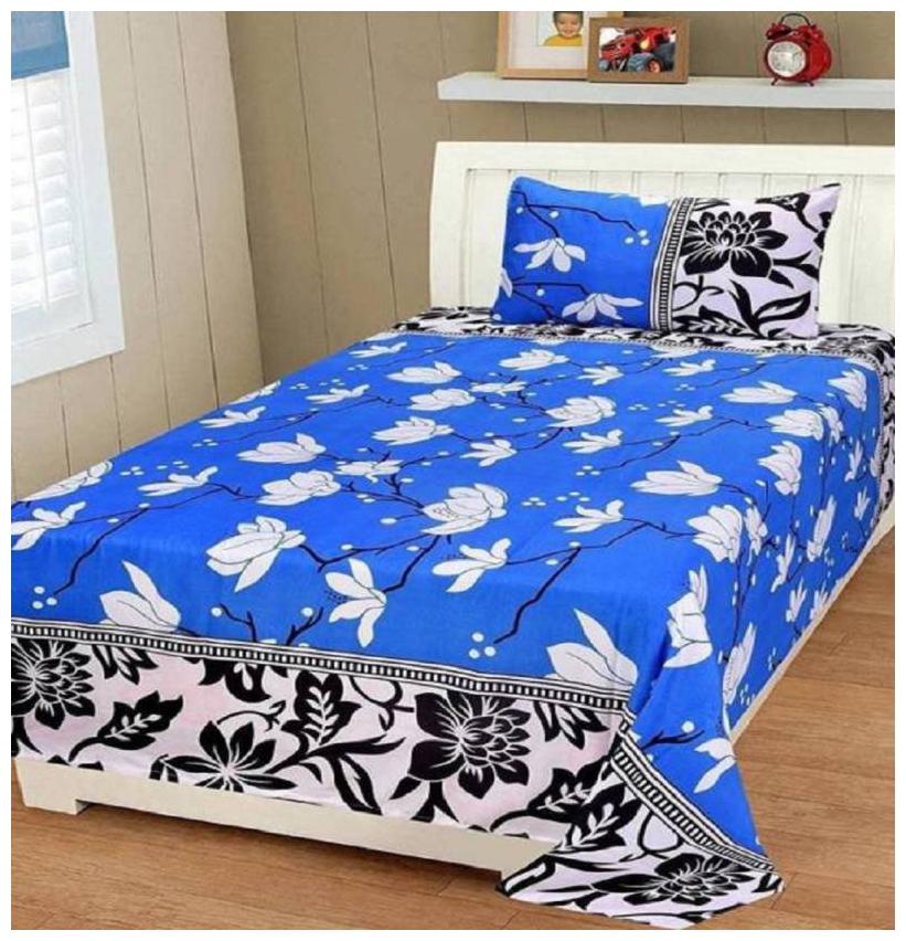 

AAZEEM Cotton polyester Single bedsheet with 1 pillow
