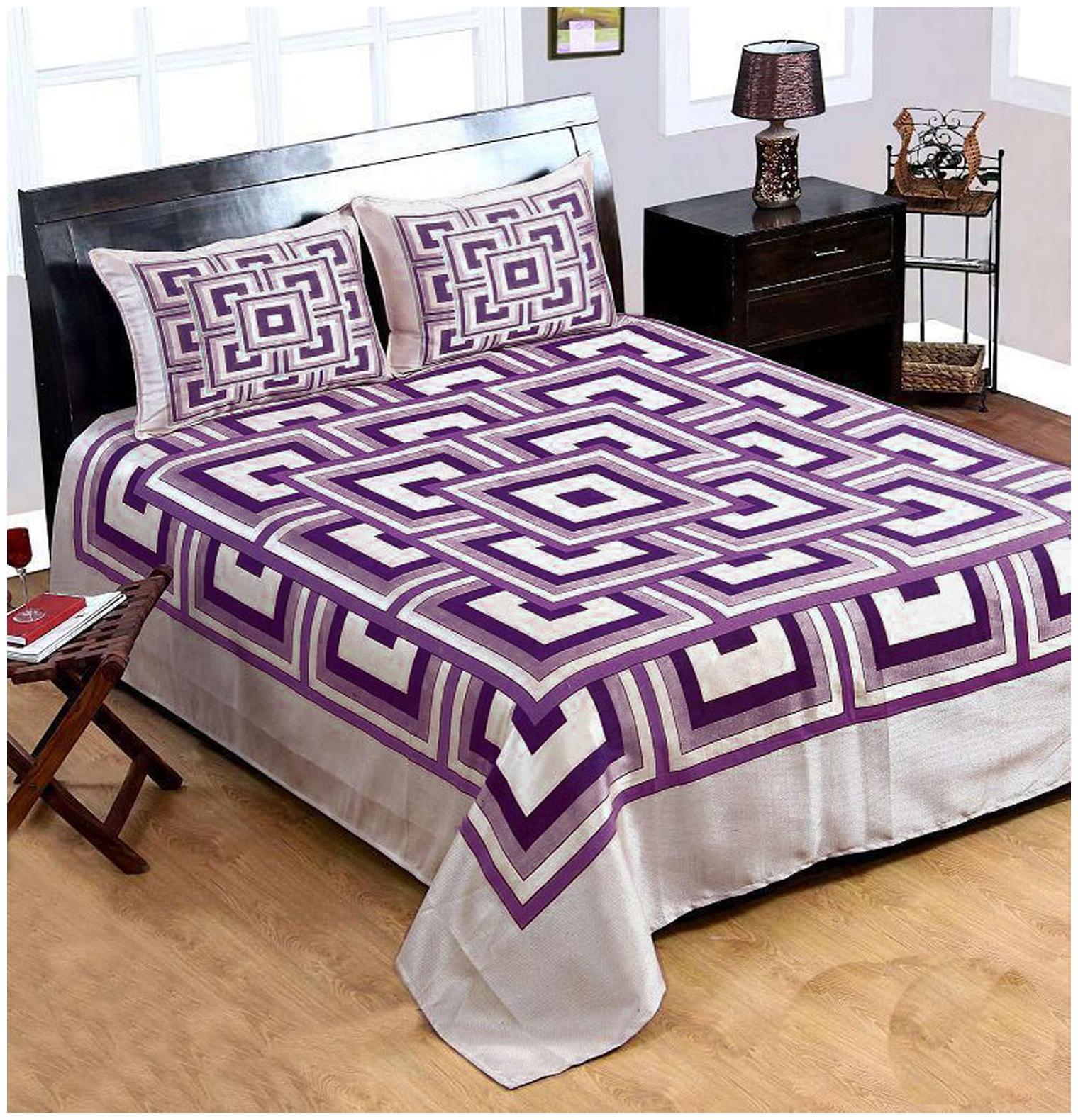 

Aazeem Cotton Abstract Double Size Bedsheet 110 TC ( 1 Bedsheet With 2 Pillow Covers Multi )