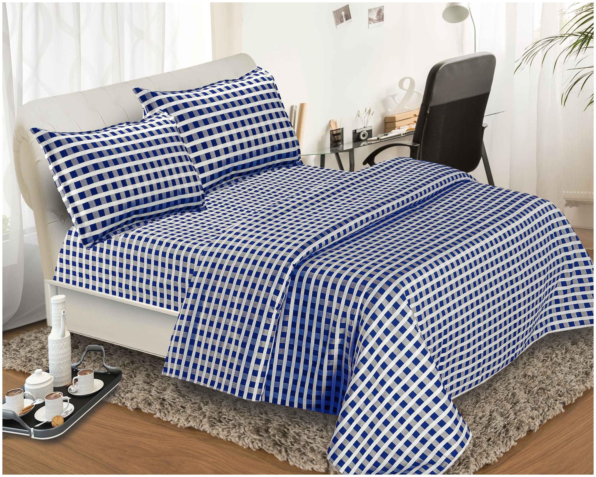 

Aazeem Cotton Abstract Double Size Bedsheet 110 TC ( 1 Bedsheet With 2 Pillow Covers Multi )
