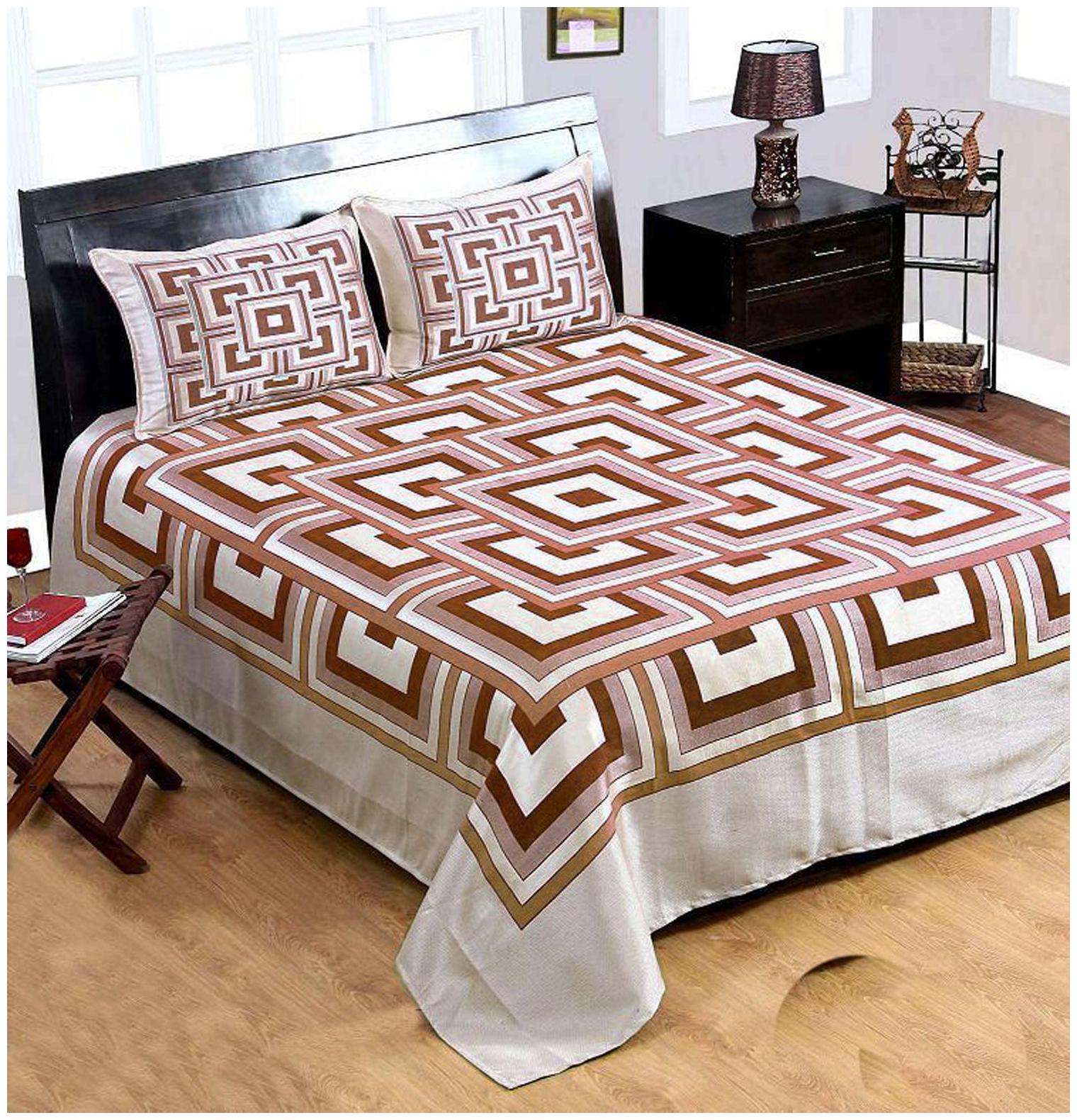 

Aazeem Cotton Abstract Double Size Bedsheet 110 TC ( 1 Bedsheet With 2 Pillow Covers Multi )