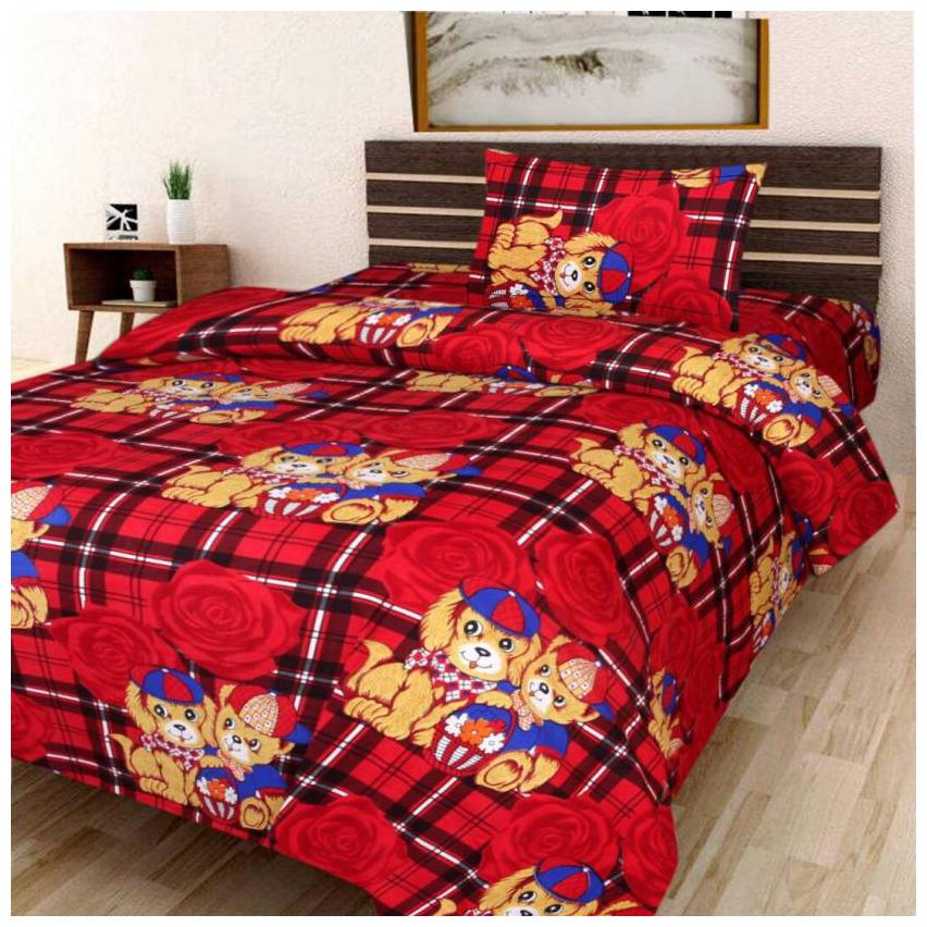 

AAZEEM Cotton polyester Single bedsheet with 1 pillow
