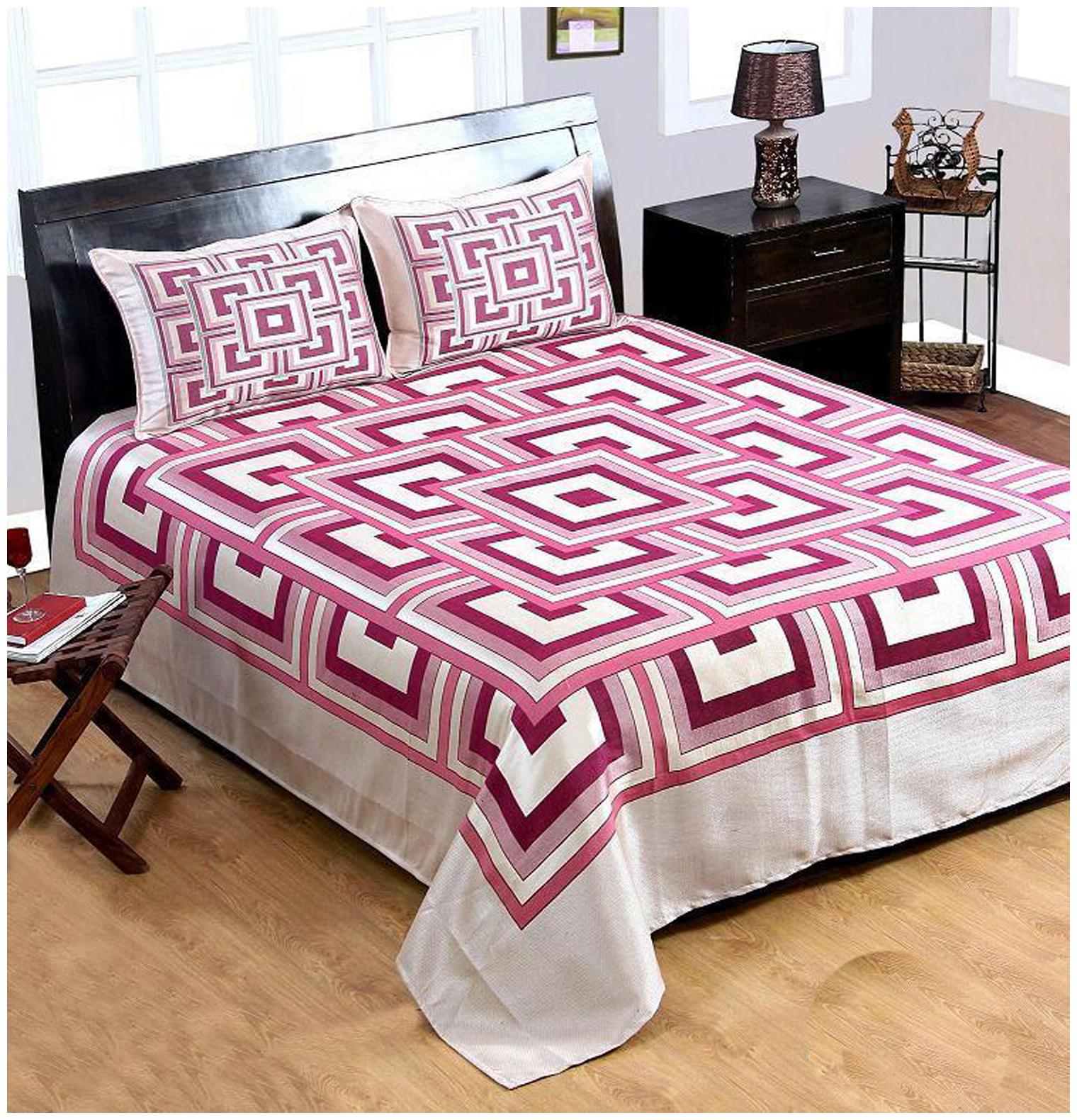 

Aazeem Cotton Abstract Double Size Bedsheet 110 TC ( 1 Bedsheet With 2 Pillow Covers Multi )