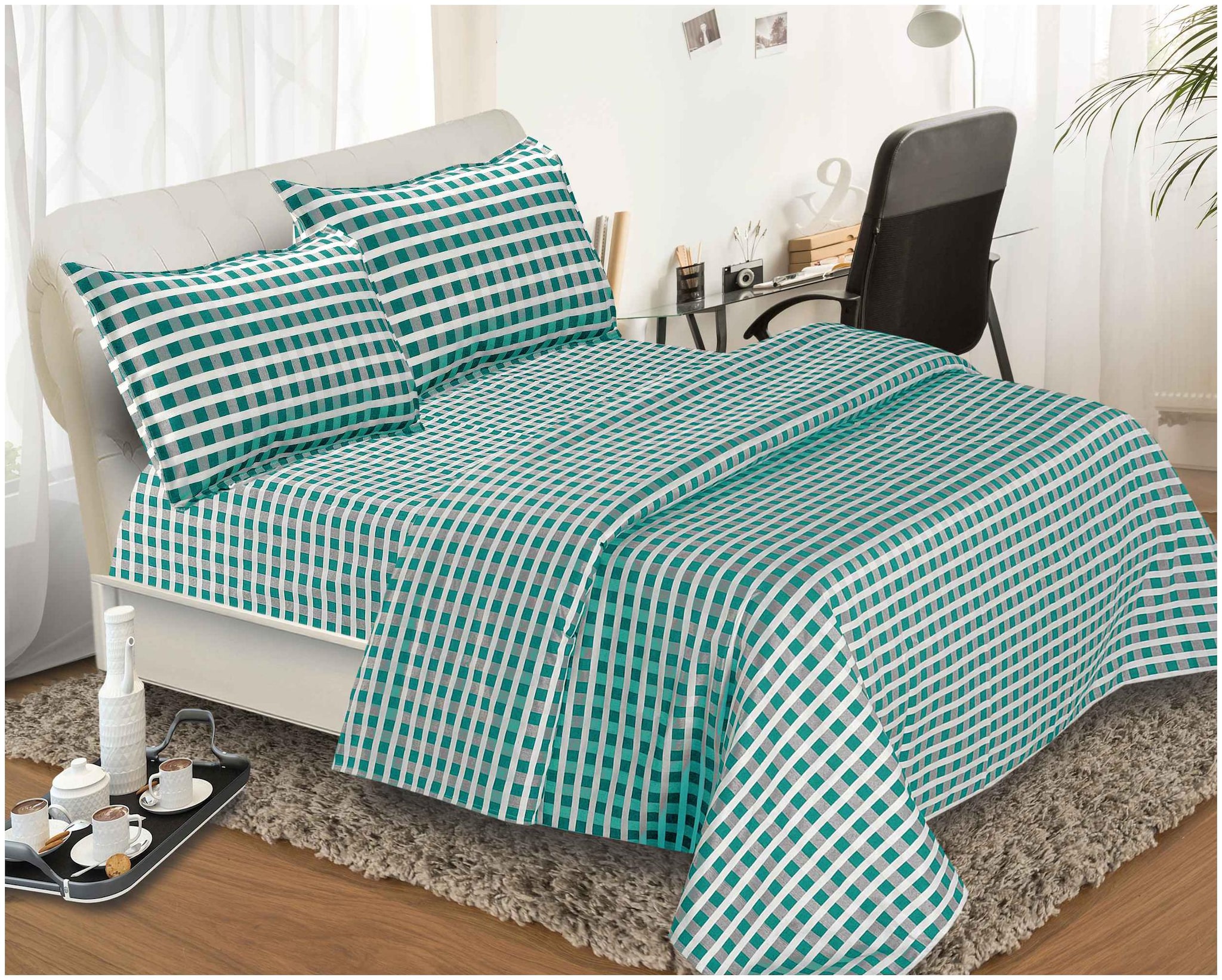 

Aazeem Cotton Abstract Double Size Bedsheet 110 TC ( 1 Bedsheet With 2 Pillow Covers Multi )