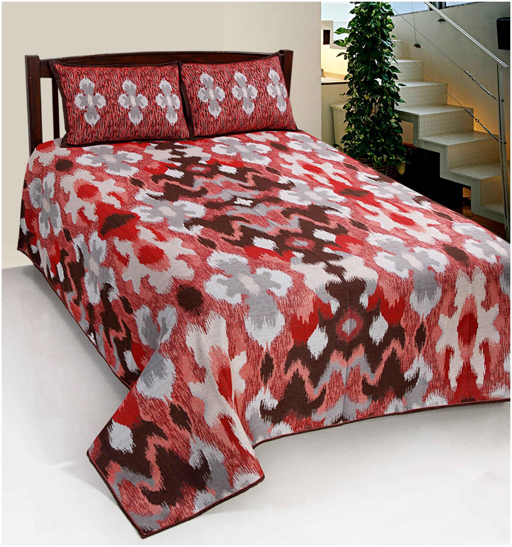 

Aazeem Cotton Abstract Double Size Bedsheet 110 TC ( 1 Bedsheet With 2 Pillow Covers Multi )