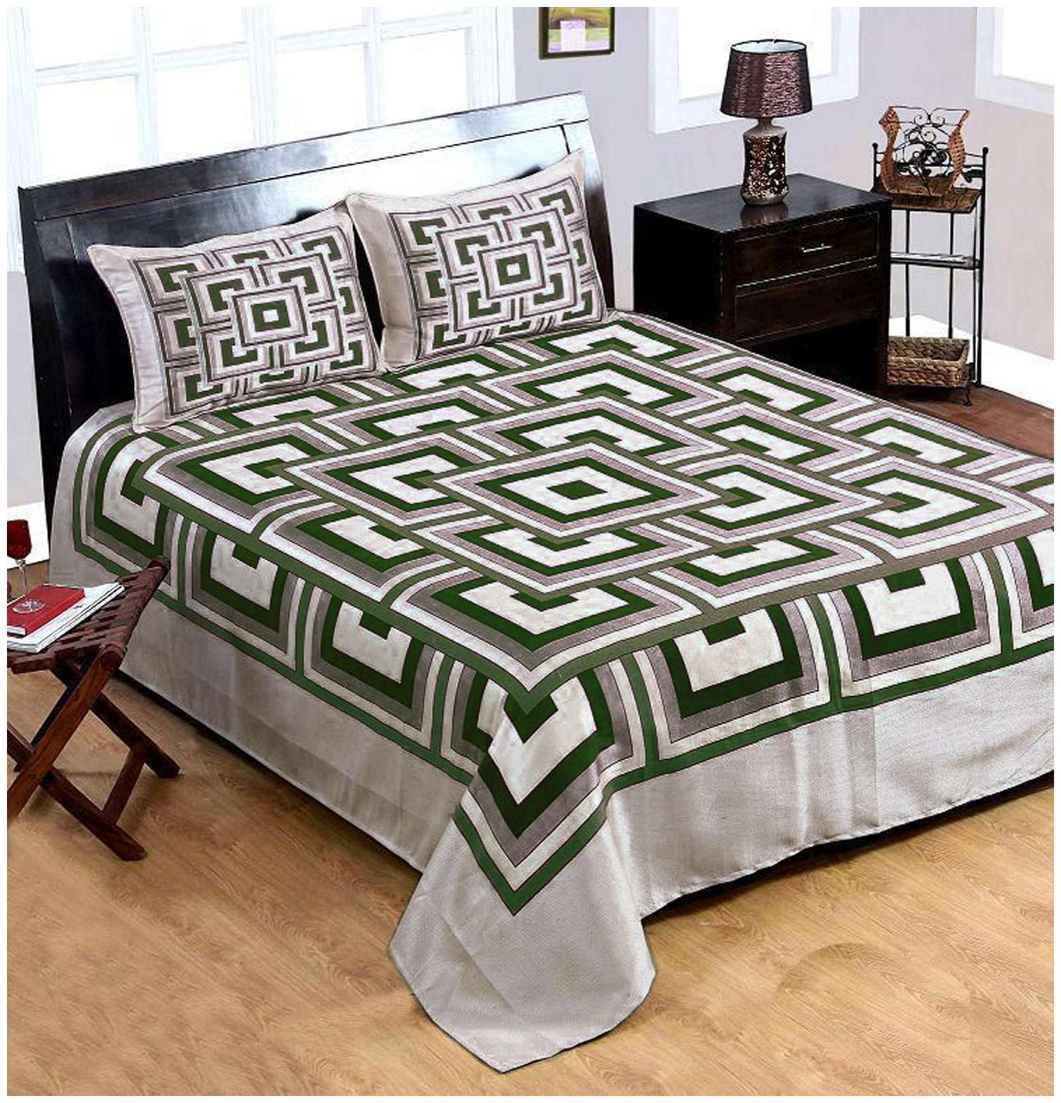 

Aazeem Cotton Abstract Double Size Bedsheet 110 TC ( 1 Bedsheet With 2 Pillow Covers Multi )