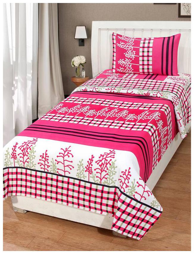 

Aazeem Floral Poly Cotton Single Bedsheet With Pillow