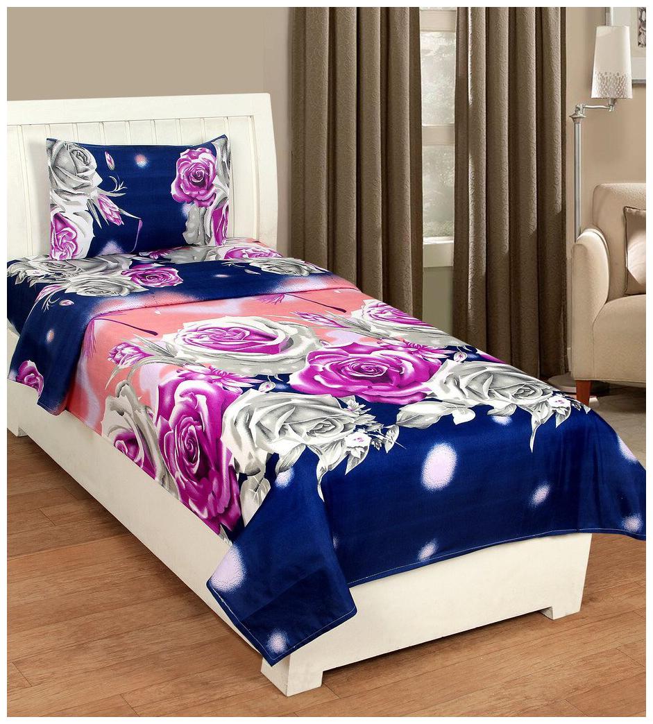 

Aazeem Floral Poly Cotton Single Bedsheet With Pillow