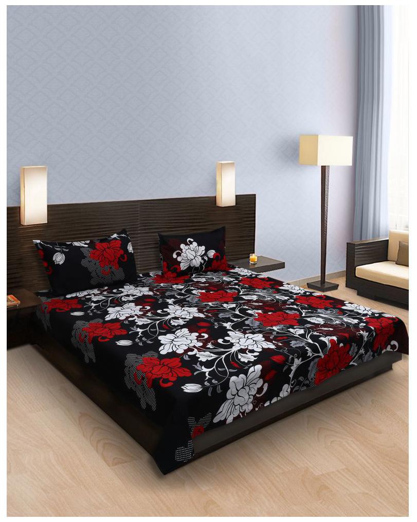 

Aazeem Floral Poly Cotton Double Bedsheet With 2 Pillow Covers