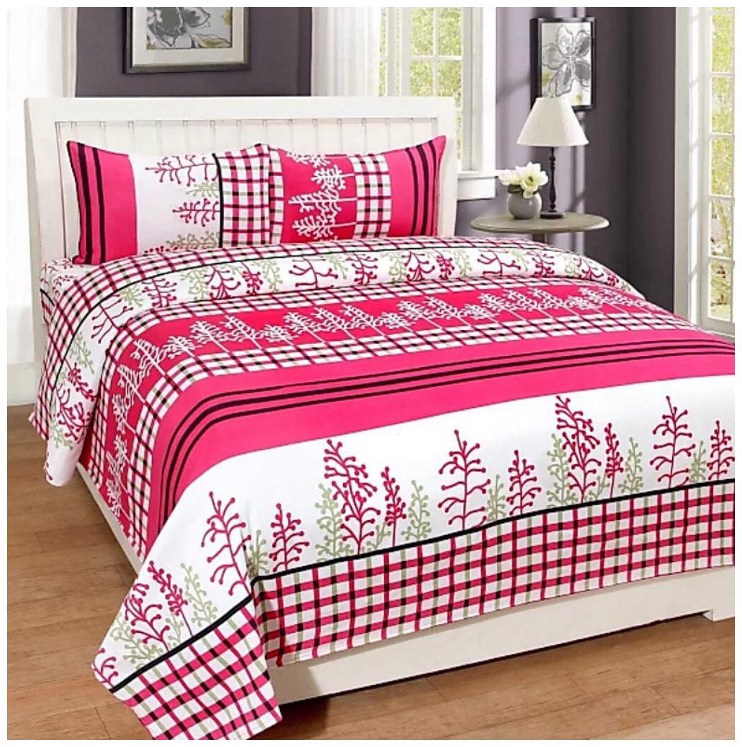

Aazeem Poly Cotton Double Bedsheet with 2 Pillow Covers