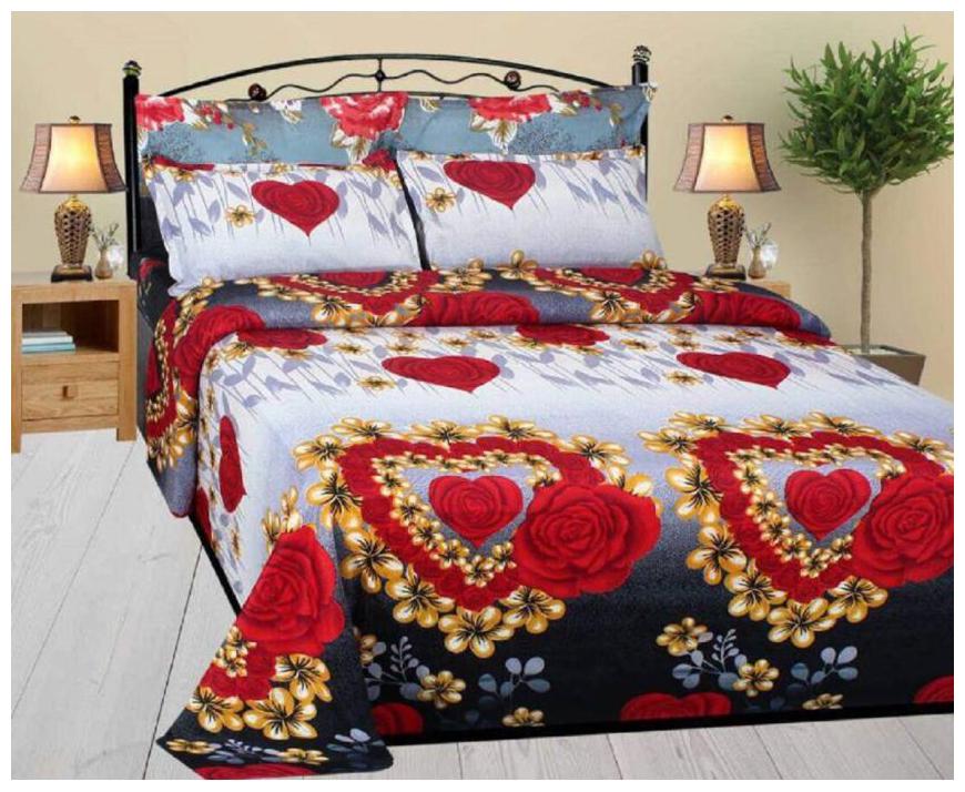 

Aazeem Poly Cotton Double Bedsheet with 2 Pillow Covers
