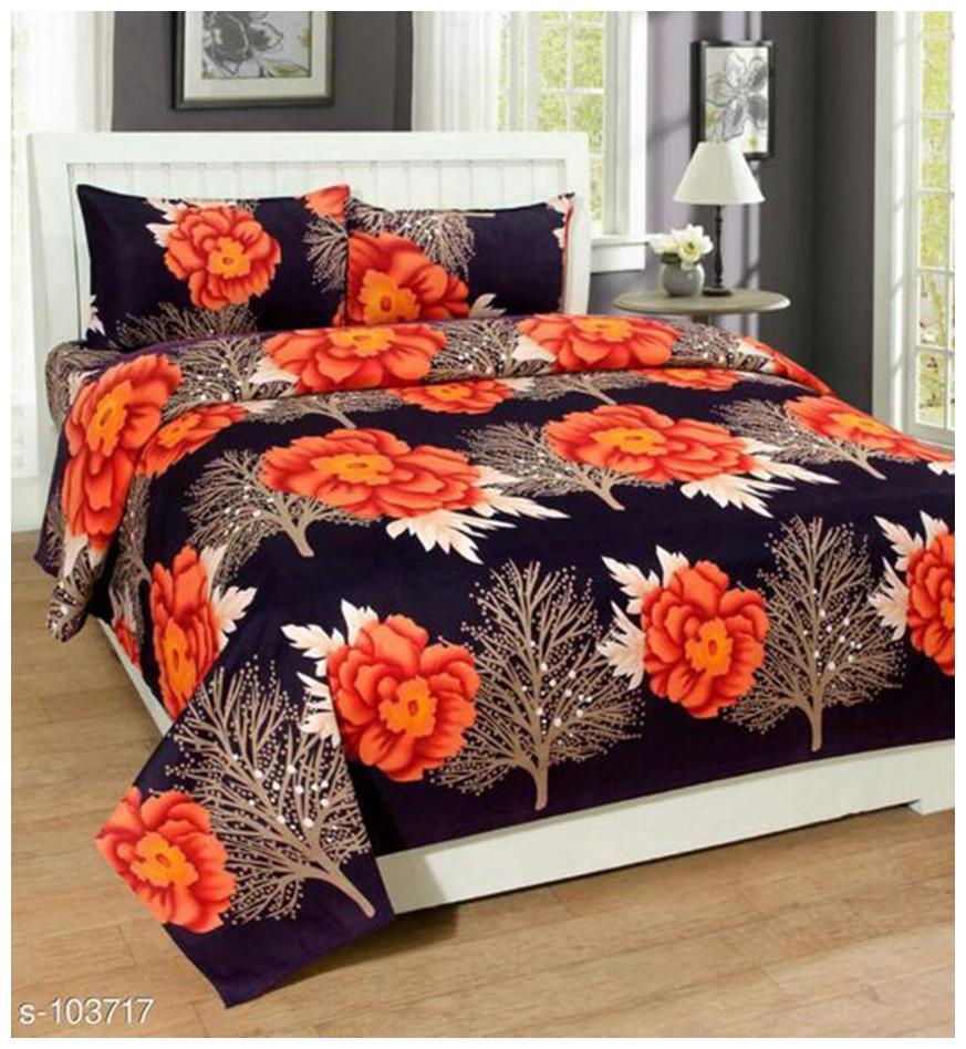 

Aazeem Poly Cotton Double Bedsheet with 2 Pillow Covers
