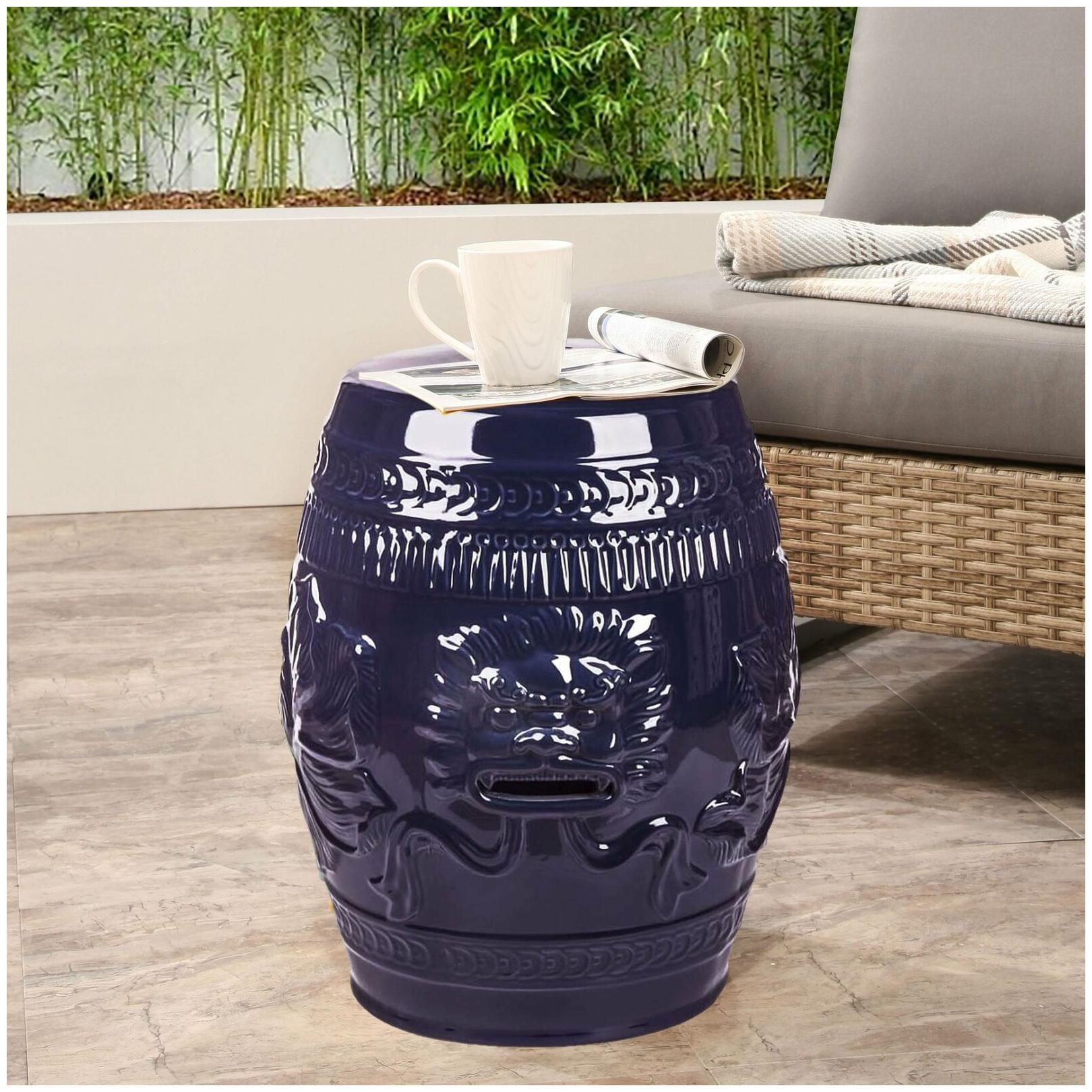 

Abbyson Chinese Lion Navy Blue Ceramic Garden Stool Navy Medium