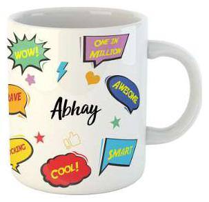 Abhay Name Printed Ceramic Coffee Mug. Best Gift For Birthday by Impresion