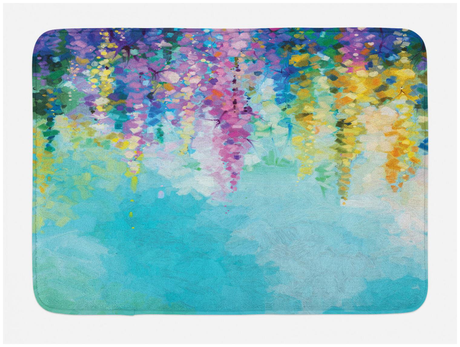 

Abstract Art Bath Mat Watercolor Flower Non-Slip Plush Mat 29 5 X 17 5 Inches