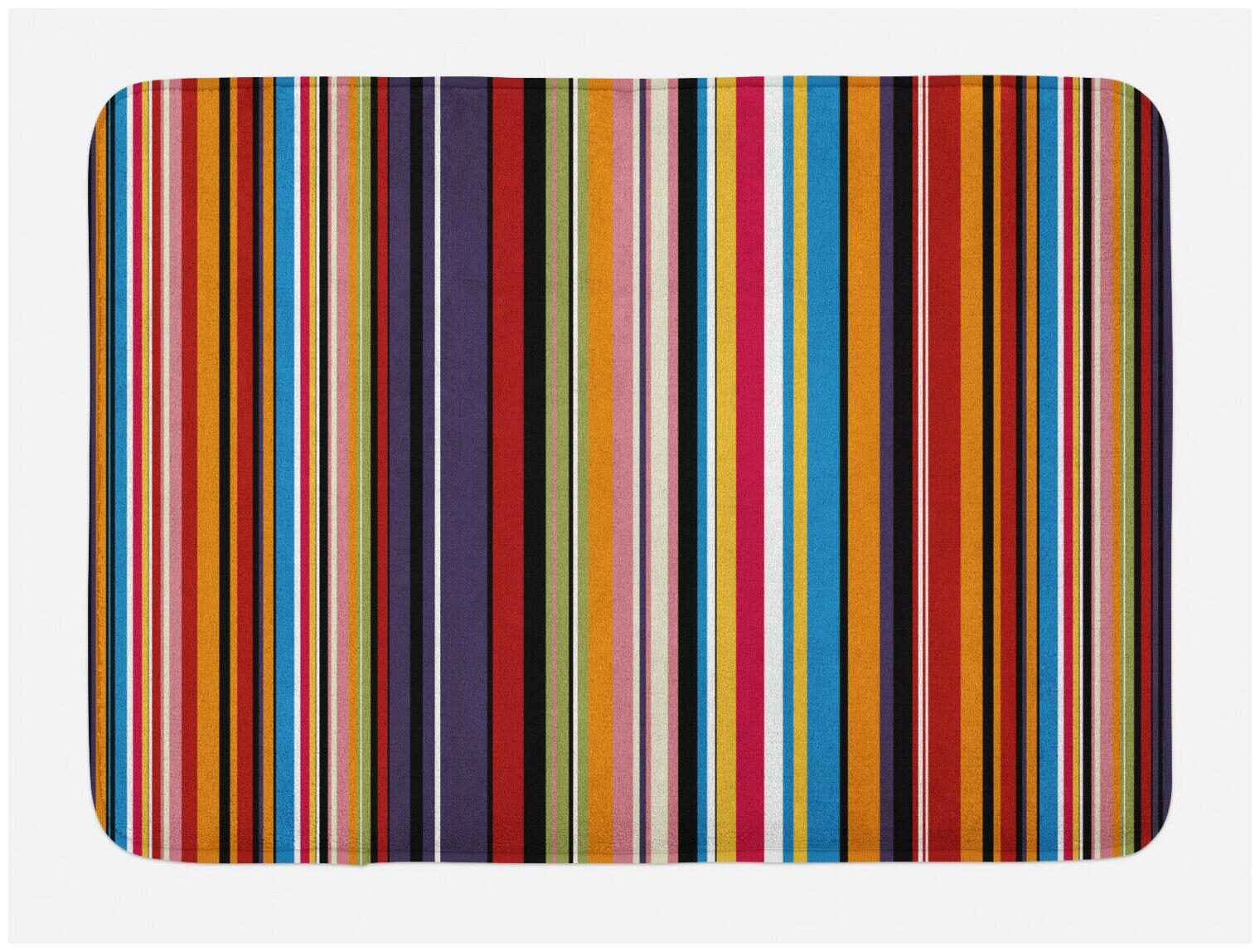 

Abstract Bath Mat Vibrant Colors Striped Non-Slip Plush Mat 29 5 X 17 5 Inches