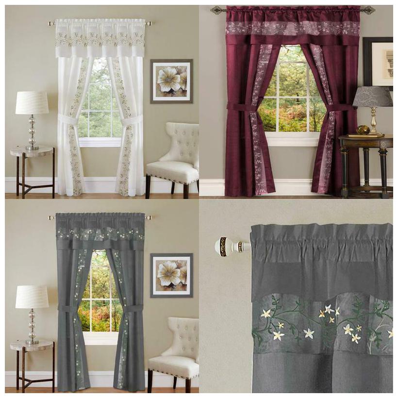 

Achim Home Furnishings White Kenya Window Curtain Panel Black 50 X 63-Inch 5