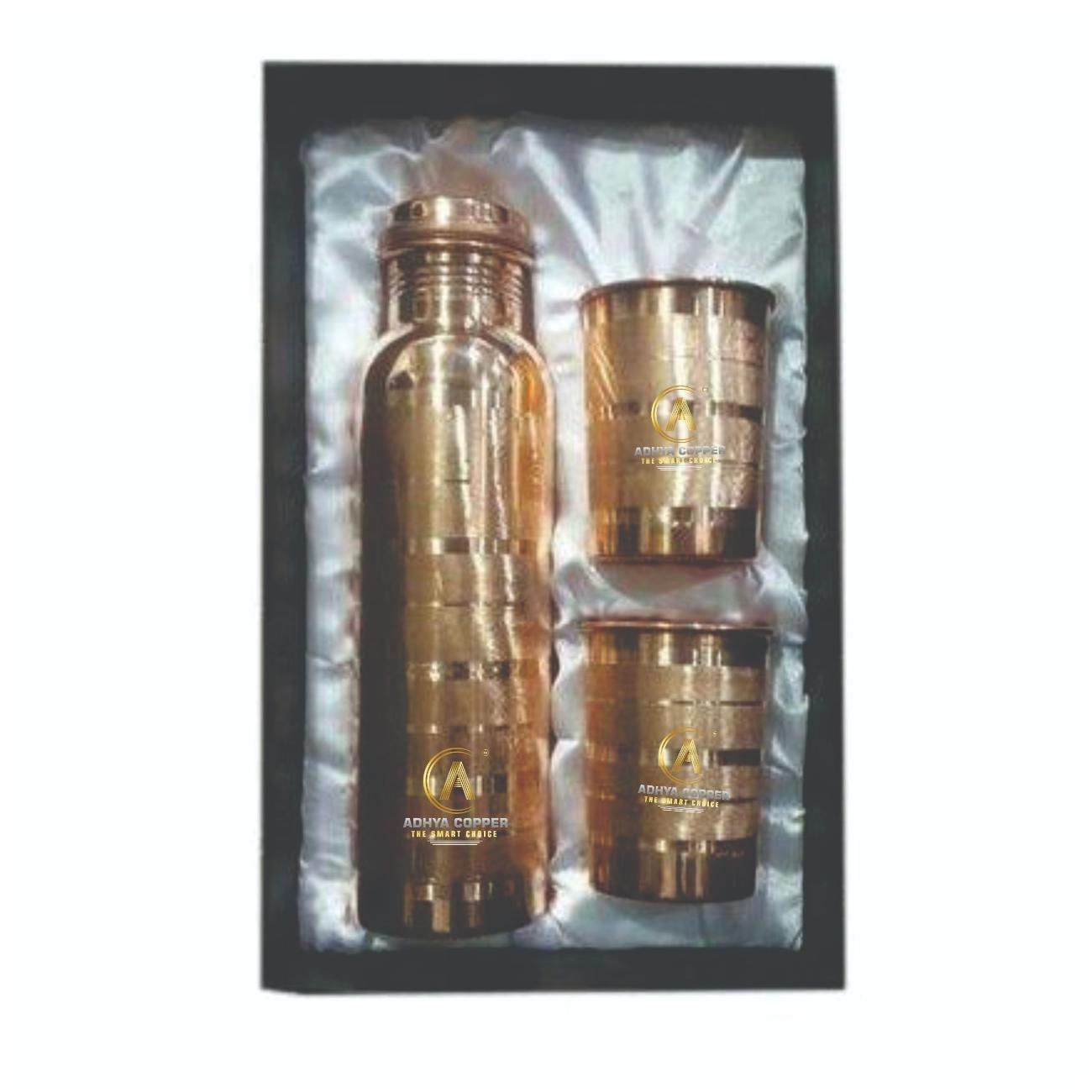 

ADHYA COPPER Copper Brown Water Bottle ( 1000 ml Set of 3 )