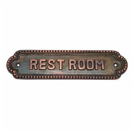 

Adonai Hardware Rest Room Brass Door Sign Antique Copper