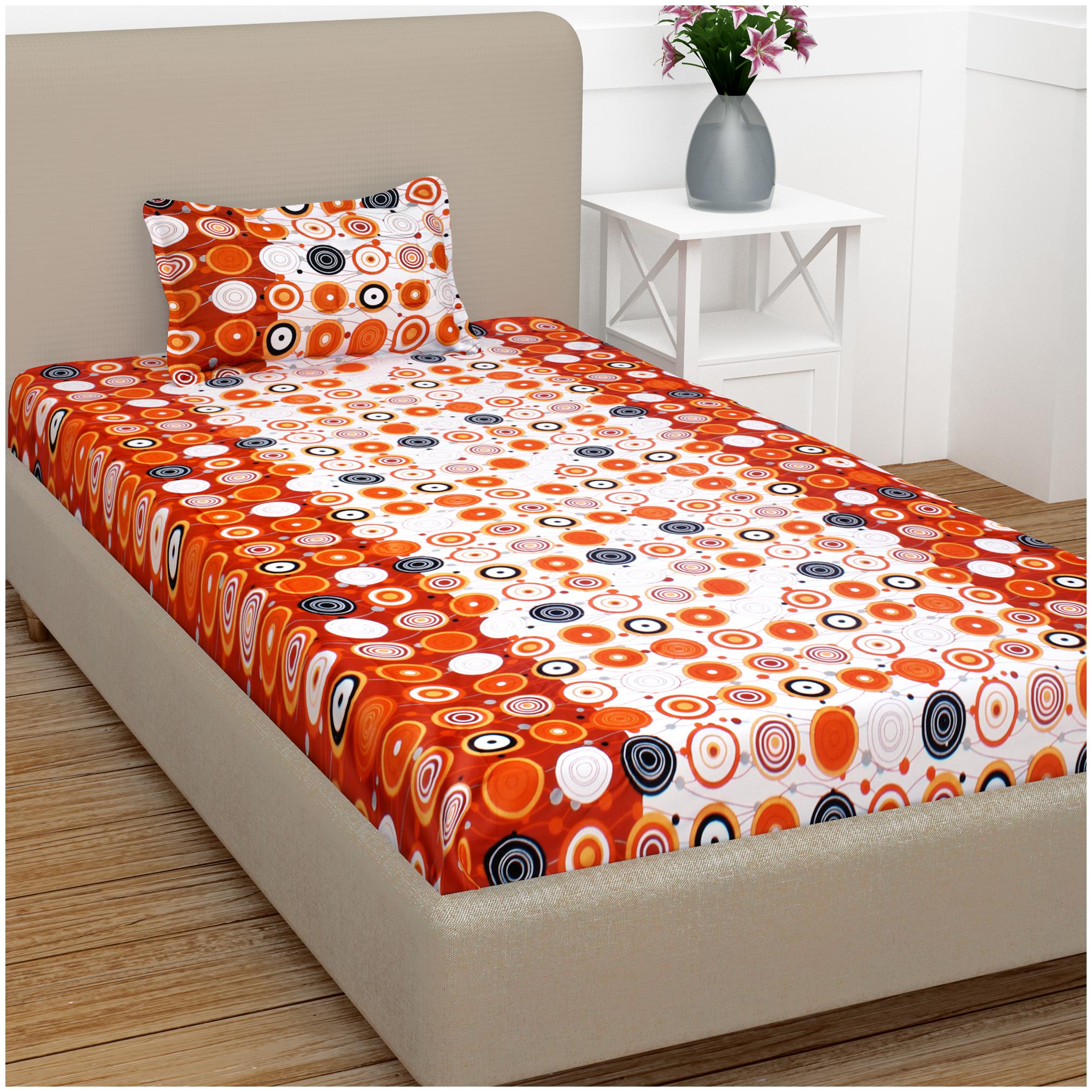 

Ahem Homes Cotton Abstract Single Size Bedsheet 120 TC ( 1 Bedsheet With 1 Pillow Covers Red )