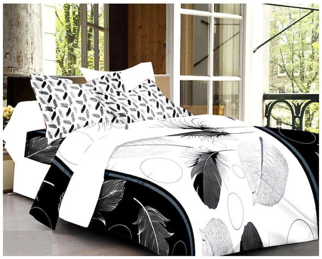 Ahmedabad Cotton Cotton Floral Double Size Bedsheet ( 1 Bedsheet With 2 Pillow Covers , Multi )