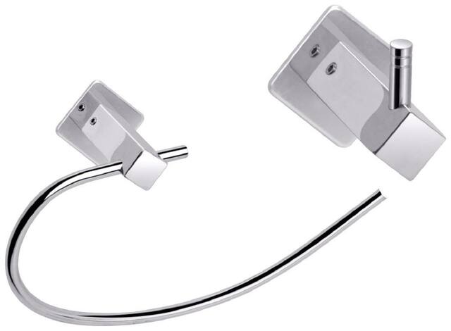 Aiken Stainless Steel Napkin Ring And Robe Hook Bathroom Accessories Combo of 2 Piece