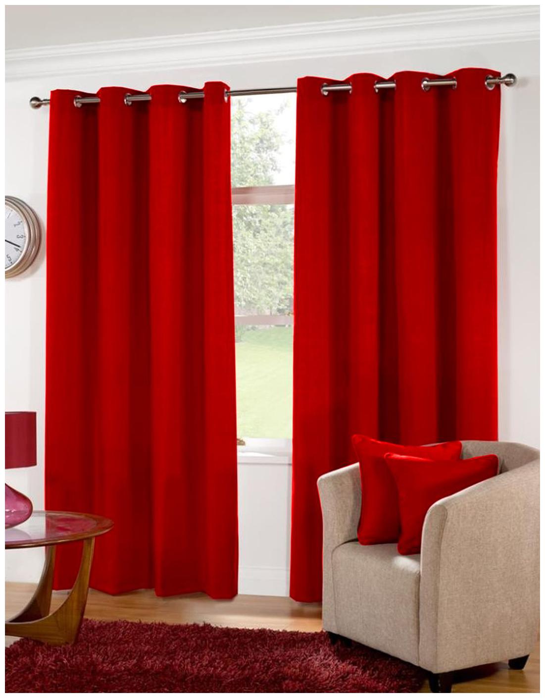 

Airwill 100 Cotton Well Weaved Plain Red Color Door Curtains (Pack of 2 pieces)