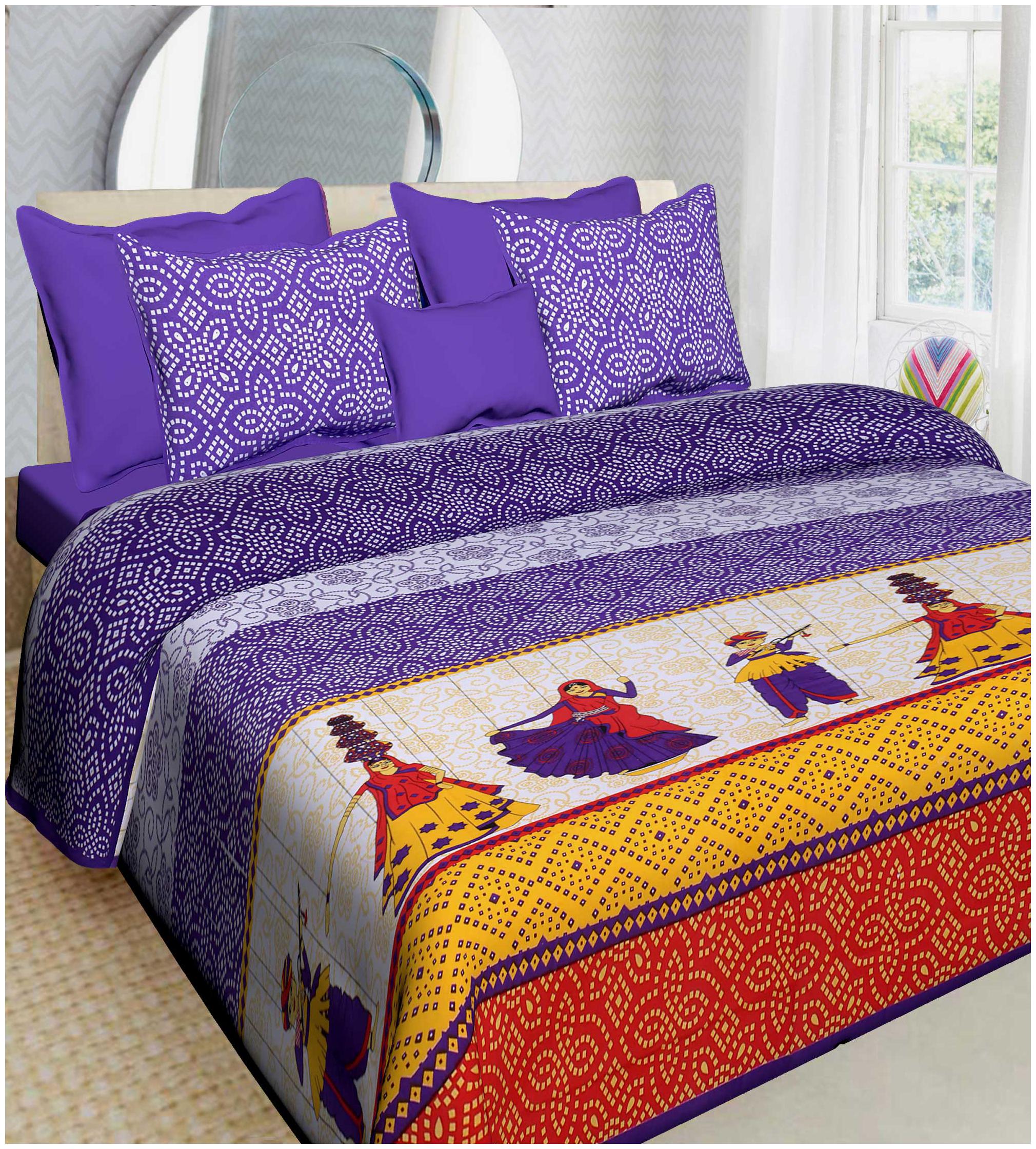 

AJ Home Cotton Printed Double Size Bedsheet 120 TC ( 1 Bedsheet With 2 Pillow Covers Multi )