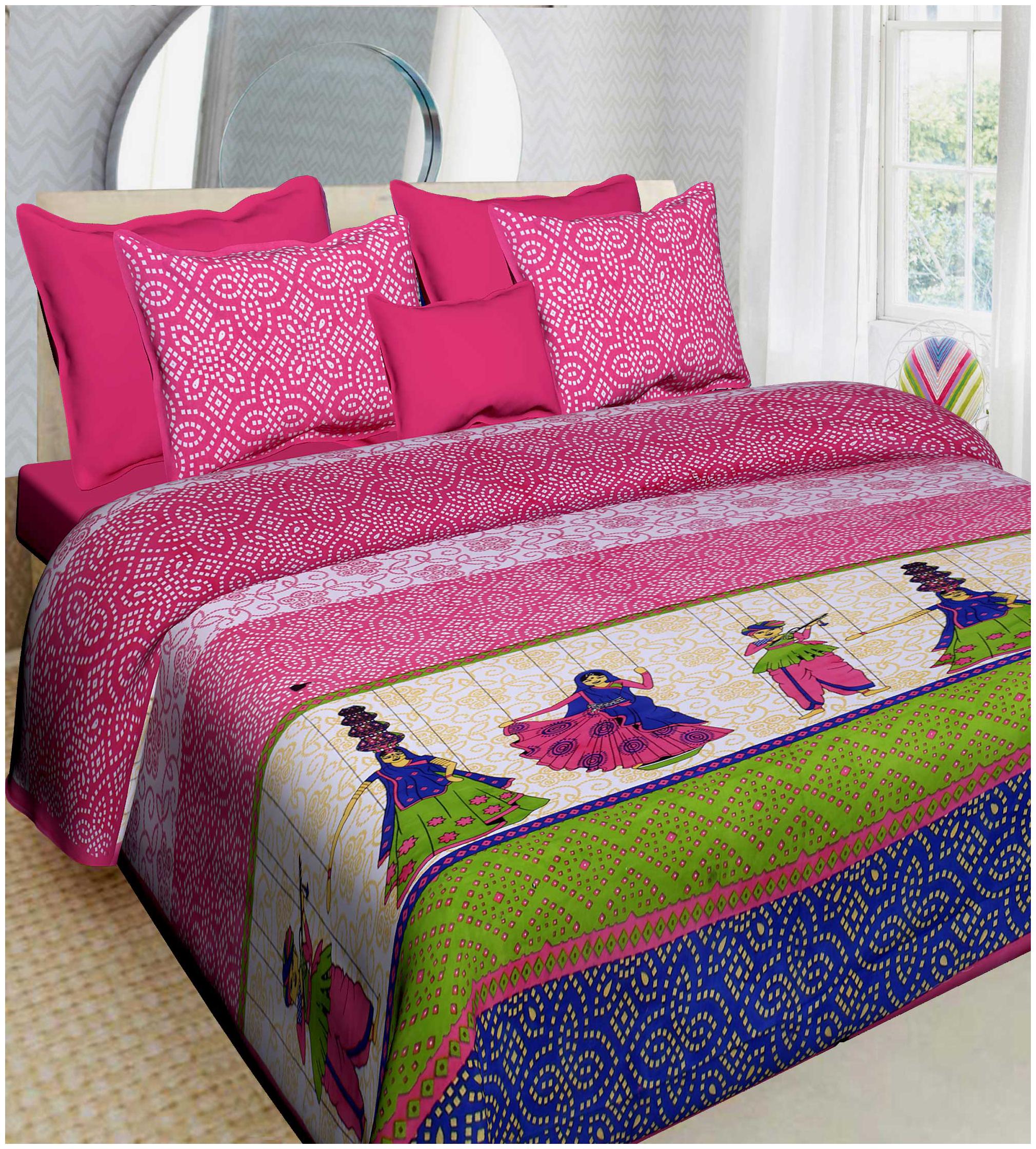 

AJ Home Cotton Printed Double Size Bedsheet 120 TC ( 1 Bedsheet With 2 Pillow Covers Multi )