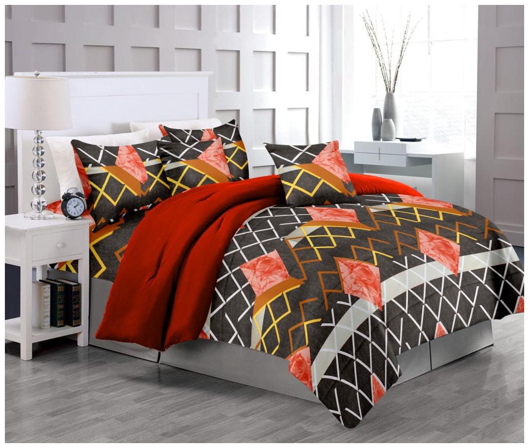 

AJS LIVING Cotton Geometric Double Size Bedsheet 190 TC ( 1 Bedsheet With 2 Pillow Covers Multi )
