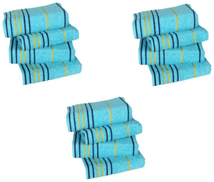 

AKIN Premium Sky Blue Cotton 550 GSM Hand Towels Set Of 12 (Length 24 Width 16)