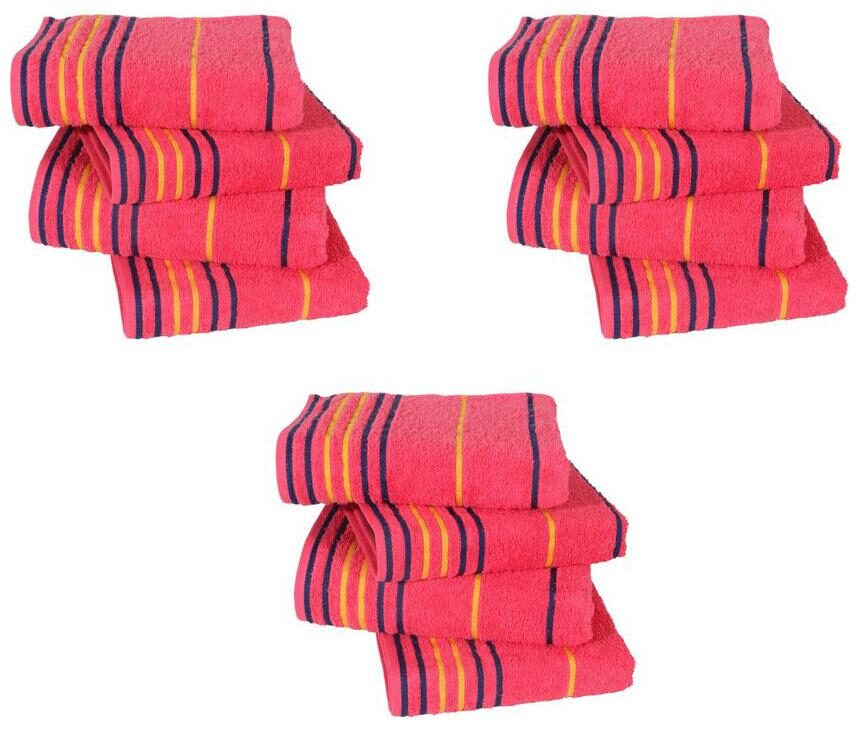 

AKIN Premium Pink Cotton 550 GSM Hand Towels Set Of 12 (Length 24 Width 16)