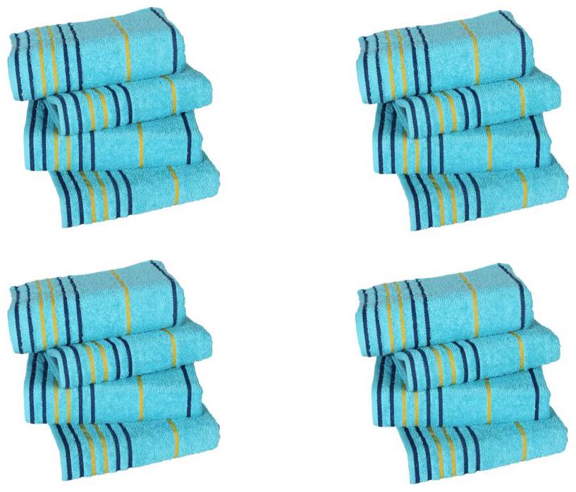 

AKIN Premium Sky Blue Cotton 550 GSM Hand Towels Set Of 16 (Length 24 Width 16)