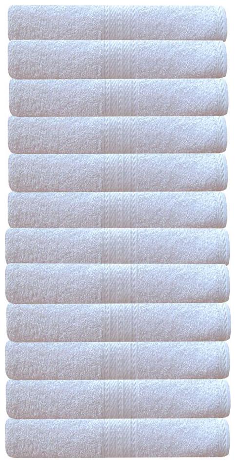 

Akin Premium White Cotton 550 GSM Bath Towels Set Of 12 ( Length 60 inch Width 30 inch )