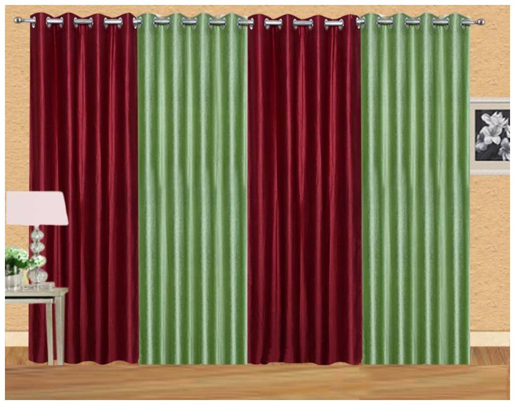 

Alagh Fashions Polyester Door Semi Transparent Green Regular Curtain ( Eyelet Closure Plain )