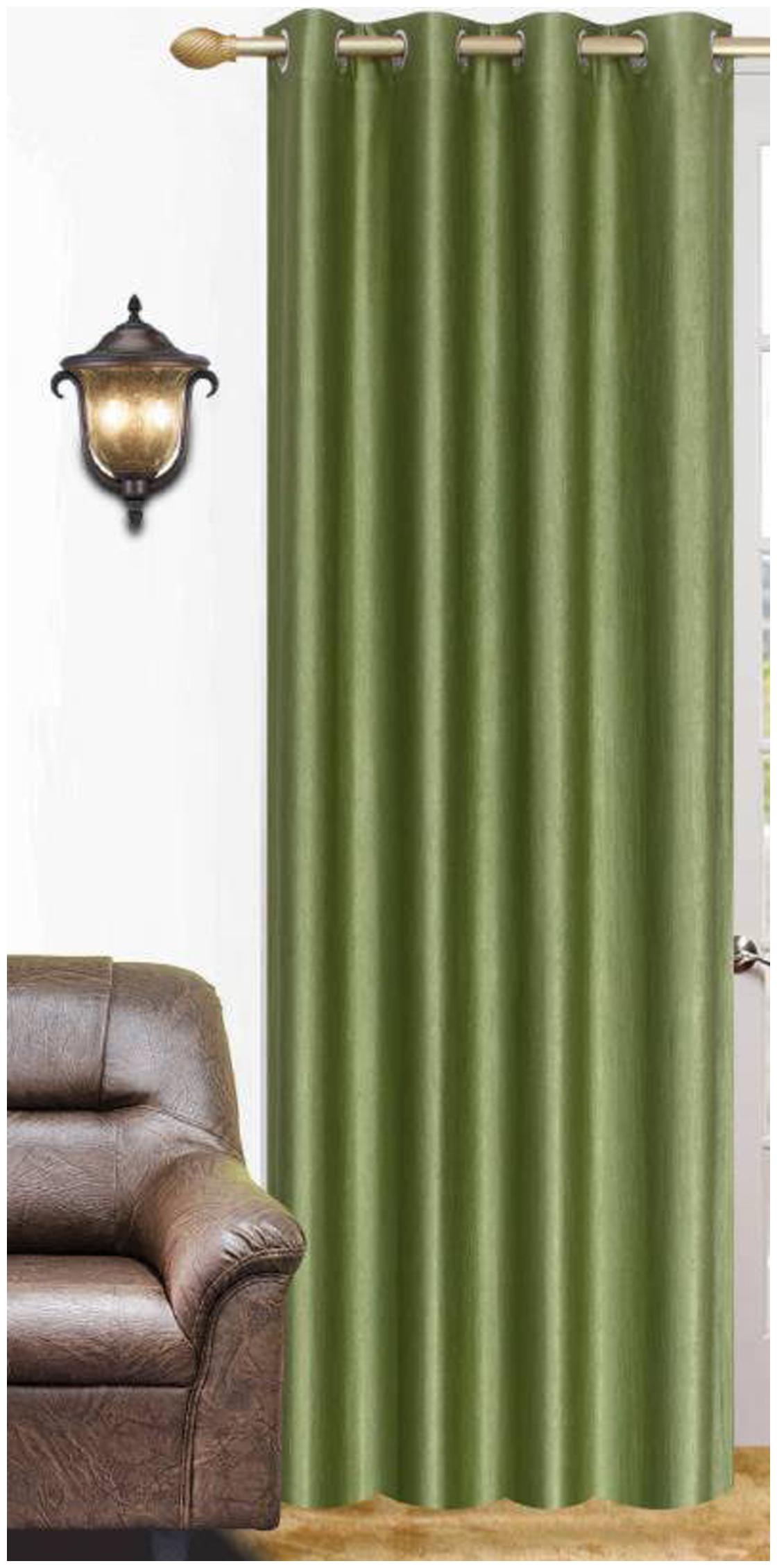 

Alagh Fashions Polyester Door Semi Transparent Green Regular Curtain ( Eyelet Closure Plain )