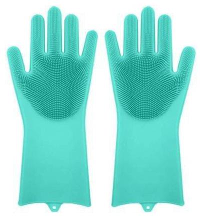 

Alciono Household Safety Wash Scrubber Heat Resistant Kitchen Gloves for washing Cloth s Dish Cleaning Gardening (Green Pair 1)